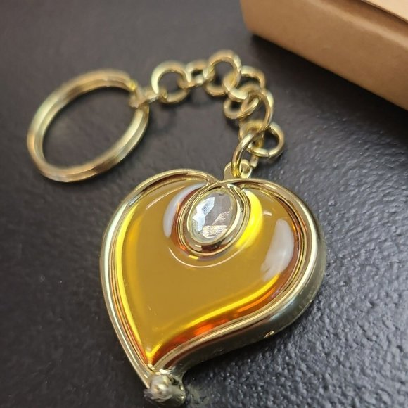 VTG 2000 Avon Heart Locket Keychain Birthstone Simulated Diamond April G… - Picture 2 of 8